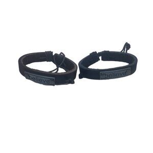 Inspirational Jewelry Retro Leather Rivet Band Button Bangle Bracelet Unisex 2pc